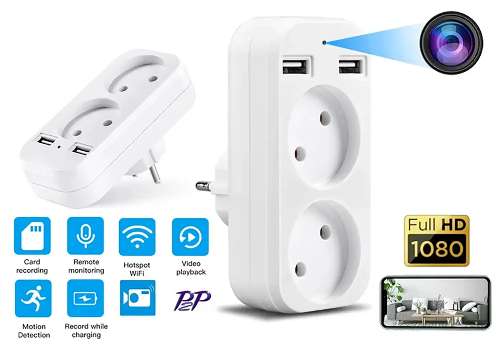 EU Socket Charging and Monitoring Adapter Camera (5)