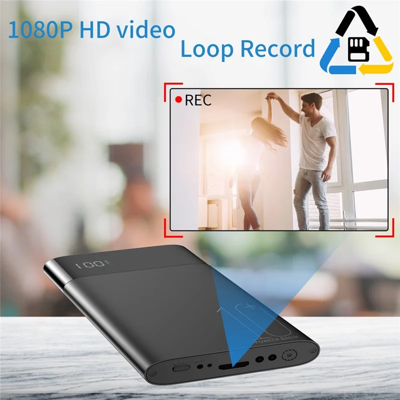 10000mAh Power Bank Motion Detection 1080P HD 2.4G WiFi Home Security Camera