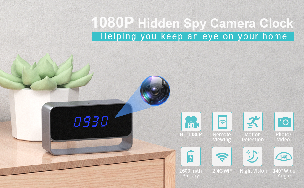 Hidden camera clock